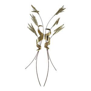 Vintage Homco Brass Wheat Wall Hanging Decoration Sculpture Set 2 MCM Retro